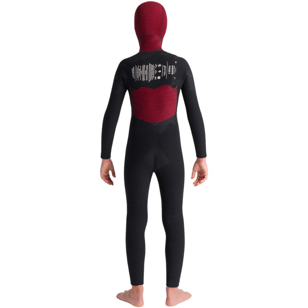 2025 C-Skins Junior Nuwave Session 5/4mm Hooded Chest Zip Wetsuit C-NSE54JH - Black / Bluestone X / Cool Green
